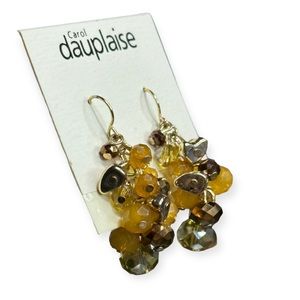 Folklore beaded dangle earrings. NWOT Vintage Carol Dauplaise. Eras